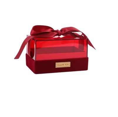 Scatola di imballaggio regalo in carta con nastro customisato copertura acrilica coperchio scatola di cioccolato trasparente