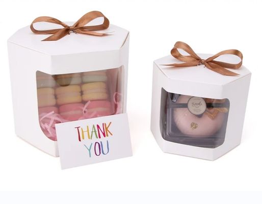 Scatola di torta in cartone bianco personalizzata con finestra 4 e 6 buchi Scatola di imballaggio Cupcake