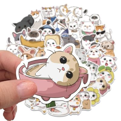 Etichette di carta Kraft Grazie Adesivi Cute Cat Cartoon Design per Adesivo Decorativo