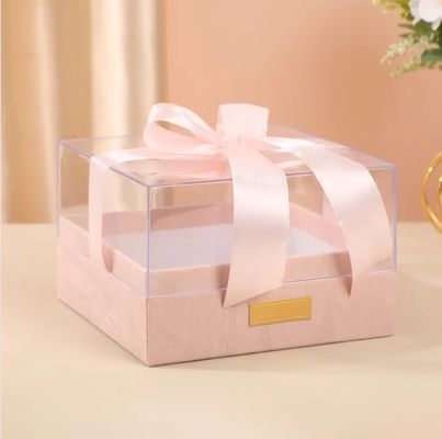 Scatola di imballaggio regalo in carta con nastro customisato copertura acrilica coperchio scatola di cioccolato trasparente