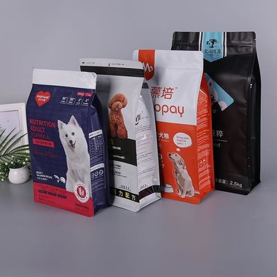 Baggio per imballaggio per alimenti per animali da compagnia a colori personalizzati con sigillo a otto lati in alluminio