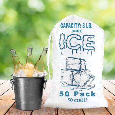 Sacchetti di ghiaccio in plastica biodegradabili e riutilizzabili per lo stoccaggio di cubetti di ghiaccio