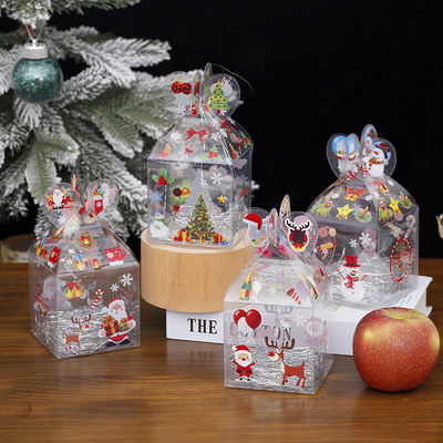 Scatola di caramelle in PET trasparente a forma quadrata per decorazioni natalizie e imballaggi regalo