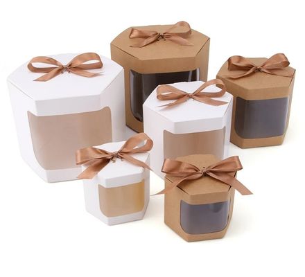 Scatola di torta in cartone bianco personalizzata con finestra 4 e 6 buchi Scatola di imballaggio Cupcake