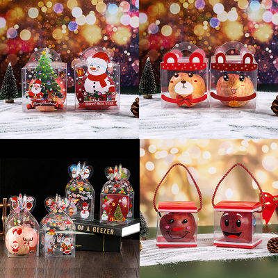 Scatole di mele di caramelle pieghevoli in PET trasparente per imballaggio regalo personalizzato di Natale