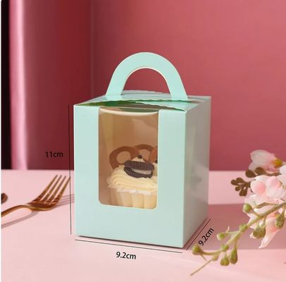 Scatola di imballaggio portatile con coperchio e inserto a finestra colore rosa personalizzato