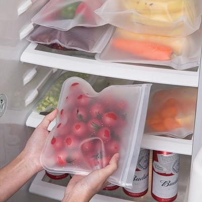 Sacchetto per la conservazione degli alimenti in silicone a prova di perdite riutilizzabile con cerniera e design auto sigillatore