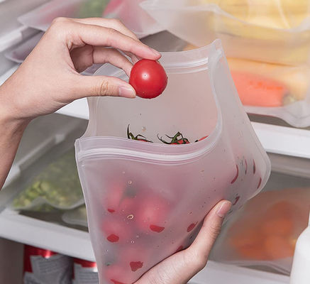 Sacchetto per la conservazione degli alimenti in silicone a prova di perdite riutilizzabile con cerniera e design auto sigillatore