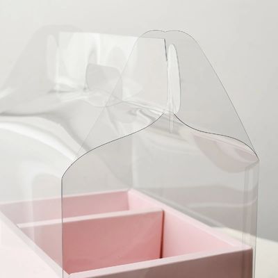 Scatole di torte a fiori trasparenti fai da te in PVC per matrimoni, Natale, compleanno, confezioni regalo con maniglie