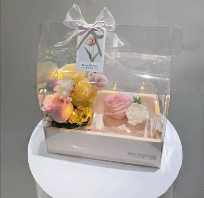 Scatole di torte a fiori trasparenti fai da te in PVC per matrimoni, Natale, compleanno, confezioni regalo con maniglie