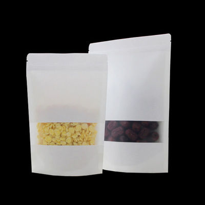 Sacchetti di carta Kraft con il tuo disegno e finestra e sigillo termico e cerniera.