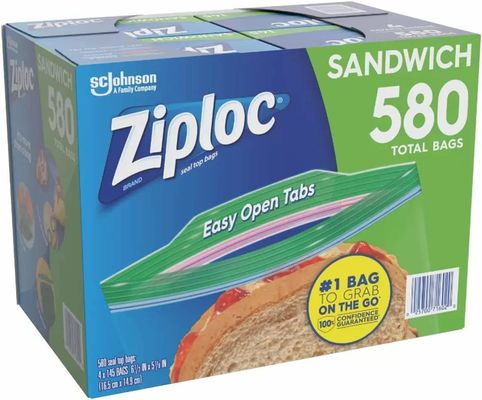 Plastico PP Grave Printing Easy Open Tabs Sandwich LDPE Freezer Ziplock Bags