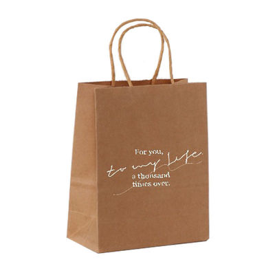 Flexiloop Manico Logo personalizzato Acceptato Sacchetti di carta Kraft per boutique shopping regalo