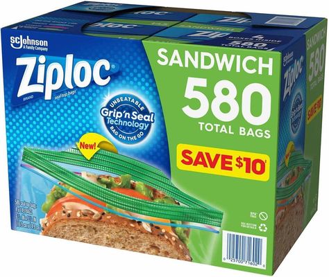 Plastico PP Grave Printing Easy Open Tabs Sandwich LDPE Freezer Ziplock Bags