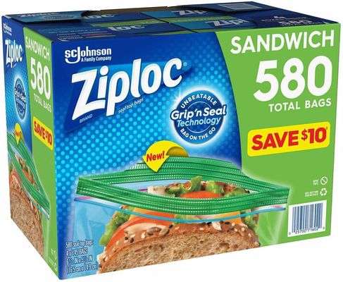 Plastico PP Grave Printing Easy Open Tabs Sandwich LDPE Freezer Ziplock Bags