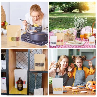 Sacchetto di carta kraft marrone/bianco usa e getta per lo stoccaggio degli alimenti