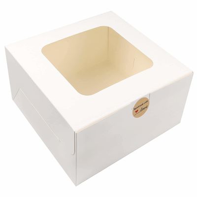 Scatola da forno in carta bianca con cartone quadrato a finestra Scatola per torte usa e getta