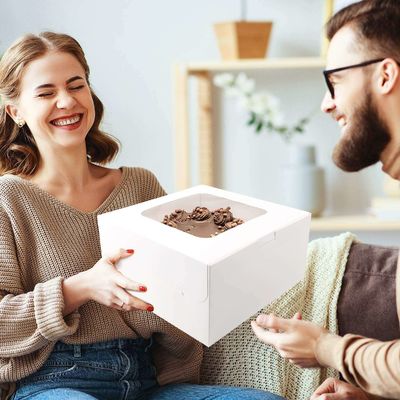 Scatola da forno in carta bianca con cartone quadrato a finestra Scatola per torte usa e getta