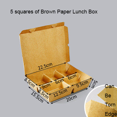 Scartamento 5 quadrati scatole di carta di pasta di legno per imballaggi di fast food ecologici
