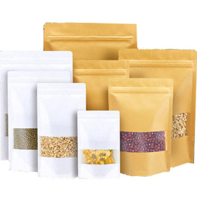 Sacchetto di imballaggio alimentare in carta kraft con cerniera e materiale PE