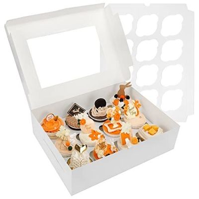 12x12x12 Kraft Paper Custom Cupcake Packing Cake Con Finestra Chiara