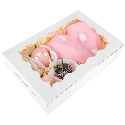 Bianco 12 x 12 x 12 biscotti pasticceria confezionamento dessert torta ciambella scatola con finestra trasparente