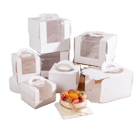 Finestra bianca aperta 3 pollici 4 pollici 6 pollici 8 pollici scatola di torta di compleanno fatta di carta artigianale non rivestita