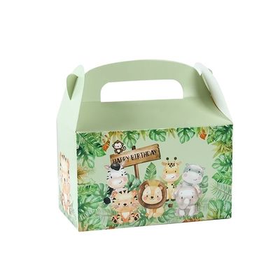 Custom Animal Print Handle Paper Box per Bambini Giungla tema compleanno e baby shower