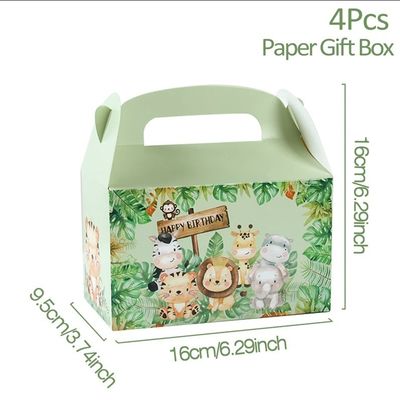 Custom Animal Print Handle Paper Box per Bambini Giungla tema compleanno e baby shower