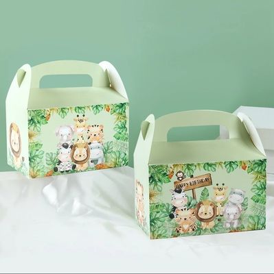 Custom Animal Print Handle Paper Box per Bambini Giungla tema compleanno e baby shower
