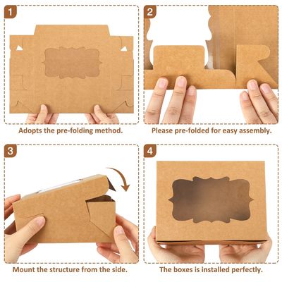 Imballaggio di biscotti in carta artigianale di qualità alimentare bianca con finestra in PVC