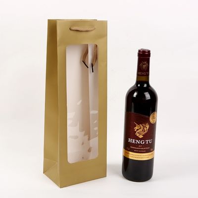 Colore personalizzato 2 strati imballaggio carta kraft bottiglia di vino whisky borse regalo per la moda