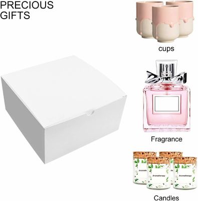 Materiale di imballaggio Bianco 12 Pack 8x8x4 pollici carta quadrata Festa di compleanno Scatola regalo con coperchio