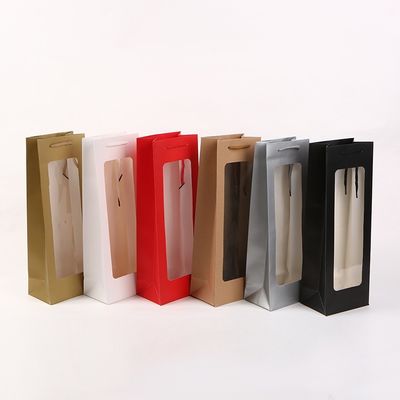 Colore personalizzato 2 strati imballaggio carta kraft bottiglia di vino whisky borse regalo per la moda