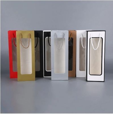 Colore personalizzato 2 strati imballaggio carta kraft bottiglia di vino whisky borse regalo per la moda