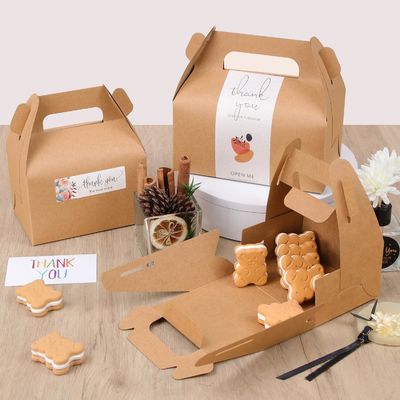 Cartone da pasticceria riciclabile usa e getta Brown Kcraft Cake Box Cartone da pasticceria con manico