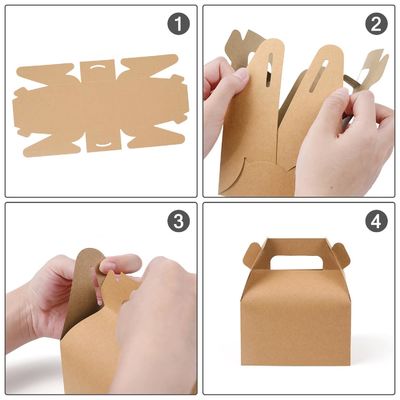Cartone da pasticceria riciclabile usa e getta Brown Kcraft Cake Box Cartone da pasticceria con manico