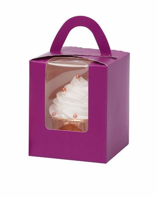 2.5 pollici di altezza Logo personalizzato trasparente scatola di plastica tazza torta con finestra inserire e manico