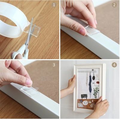 Nastro nano a doppio lato lavabile per gancio/cucina/bagno 1 mm/2 mm x 50 mm trasparente