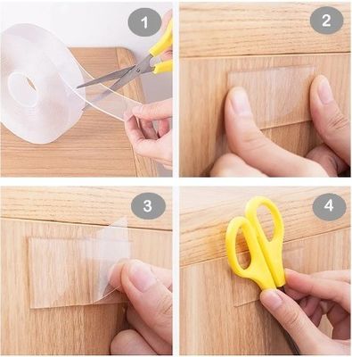 Nastro nano a doppio lato lavabile per gancio/cucina/bagno 1 mm/2 mm x 50 mm trasparente